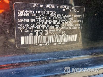 Zdjęcie 13 z 13 samochodu: 2023 SUBARU CROSSTREK PREMIUM VIN:JF2GTAEC8PH275191 - miniatura