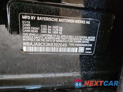 Zdjęcie 12 z 12 samochodu: 2019 BMW 530E VIN:WBAJA9C53KB392649 - miniatura