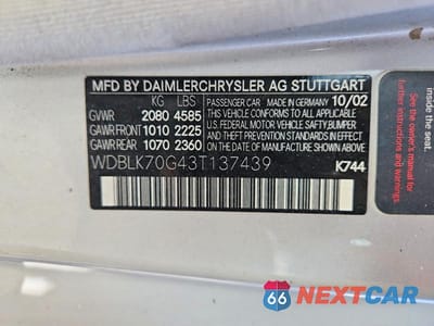 Zdjęcie 12 z 12 samochodu: 2003 MERCEDES-BENZ CLK 430 VIN:WDBLK70G43T137439 - miniatura
