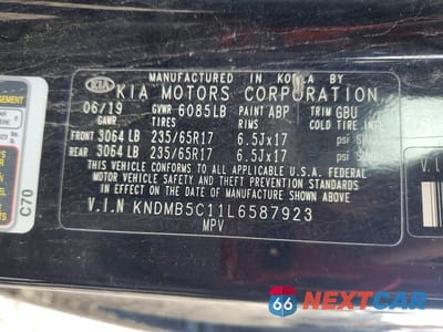 Zdjęcie 13 z 13 samochodu: 2020 KIA SEDONA LX VIN:KNDMB5C11L6587923 - miniatura