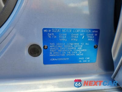 Zdjęcie 12 z 12 samochodu: 2005 SUZUKI AERIO S VIN:JS2RA61S555250731 - miniatura
