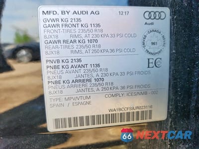 Zdjęcie 14 z 14 samochodu: 2018 AUDI Q3 PREMIUM VIN:WA1BCCFS9JR023116 - miniatura