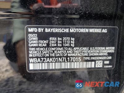 Zdjęcie 12 z 12 samochodu: 2022 BMW 228XI VIN:WBA73AK01N7L17015 - miniatura