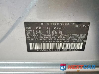 Zdjęcie 13 z 13 samochodu: 2017 SUBARU IMPREZA VIN:4S3GKAA63H3620403 - miniatura