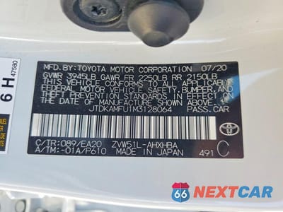 Zdjęcie 12 z 12 samochodu: 2021 TOYOTA PRIUS XLE VIN:JTDKAMFU1M3128064 - miniatura