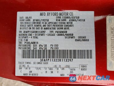 Zdjęcie 13 z 13 samochodu: 2002 FORD ESCORT ZX2 VIN:3FAFP11322R113297 - miniatura