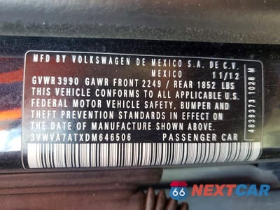 Zdjęcie 13 z 13 samochodu: 2013 VOLKSWAGEN BEETLE TURBO VIN:3VWVA7ATXDM646506 - miniatura