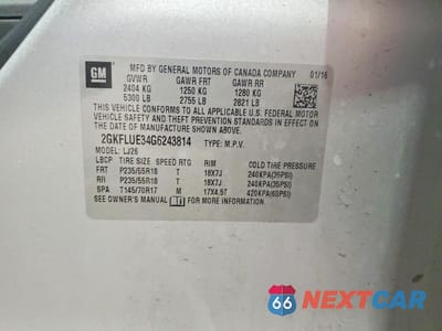 Zdjęcie 13 z 13 samochodu: 2016 GMC TERRAIN SLT VIN:2GKFLUE34G6243814 - miniatura