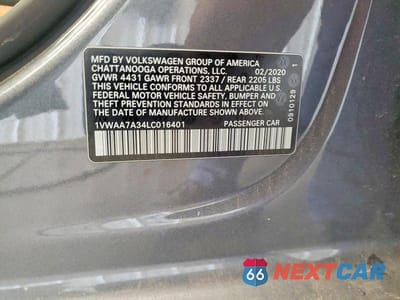 Zdjęcie 12 z 12 samochodu: 2020 VOLKSWAGEN PASSAT S VIN:1VWAA7A34LC016401 - miniatura