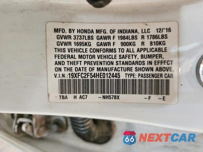 Zdjęcie 12 z 12 samochodu: 2017 HONDA CIVIC LX VIN:19XFC2F54HE012445 - miniatura