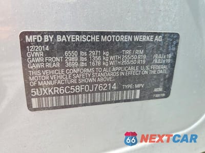 Zdjęcie 13 z 13 samochodu: 2015 BMW X5 XDRIVE50I VIN:5UXKR6C58F0J76214 - miniatura