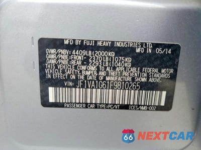 Zdjęcie 12 z 12 samochodu: 2015 SUBARU WRX LIMITED VIN:JF1VA1G61F9810265 - miniatura