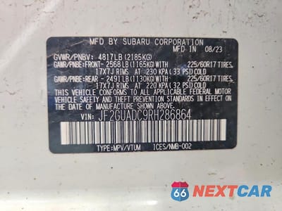 Zdjęcie 14 z 14 samochodu: 2024 SUBARU CROSSTREK PREMIUM VIN:JF2GUADC9RH286864 - miniatura