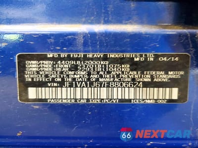Zdjęcie 12 z 12 samochodu: 2015 SUBARU WRX LIMITED VIN:JF1VA1J67F8806624 - miniatura