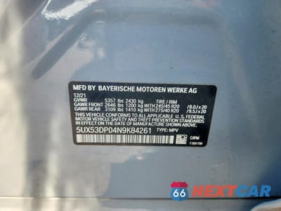 Zdjęcie 13 z 13 samochodu: 2022 BMW X3 XDRIVE30I VIN:5UX53DP04N9K84261 - miniatura