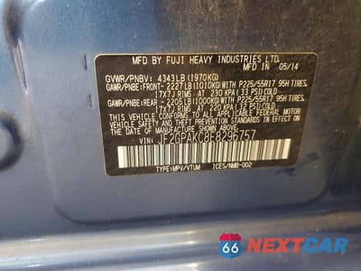 Zdjęcie 13 z 13 samochodu: 2014 SUBARU XV CROSSTREK 2.0 LIMITED VIN:JF2GPAKC8E8296757 - miniatura