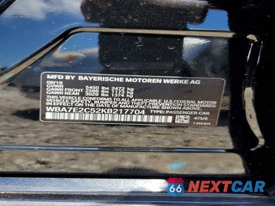 Zdjęcie 12 z 12 samochodu: 2019 BMW 740 I VIN:WBA7E2C52KB217704 - miniatura