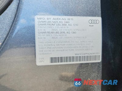 Zdjęcie 13 z 13 samochodu: 2016 AUDI Q5 PREMIUM VIN:WA1C2AFP4GA045393 - miniatura