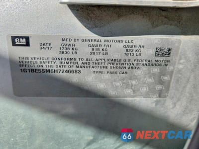 Zdjęcie 12 z 12 samochodu: 2017 CHEVROLET CRUZE LT VIN:1G1BE5SM6H7246683 - miniatura