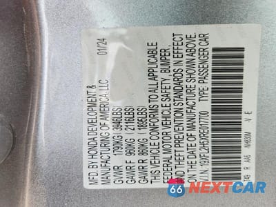 Zdjęcie 13 z 13 samochodu: 2024 HONDA CIVIC LX VIN:19XFL2H5XRE017700 - miniatura