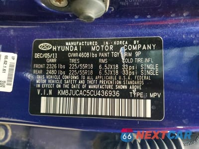 Zdjęcie 13 z 13 samochodu: 2012 HYUNDAI TUCSON LIMITED VIN:KM8JUCAC5CU436936 - miniatura
