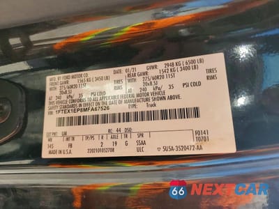 Zdjęcie 12 z 12 samochodu: 2021 FORD F150 SUPER CAB VIN:1FTEX1EP8MFA67526 - miniatura