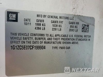 Zdjęcie 12 z 12 samochodu: 2012 CHEVROLET MALIBU 1LT VIN:1G1ZC5E07CF199904 - miniatura