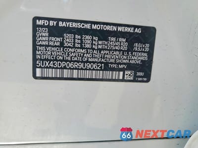 Zdjęcie 14 z 14 samochodu: 2024 BMW X3 SDRIVE30I VIN:5UX43DP06R9U90621 - miniatura