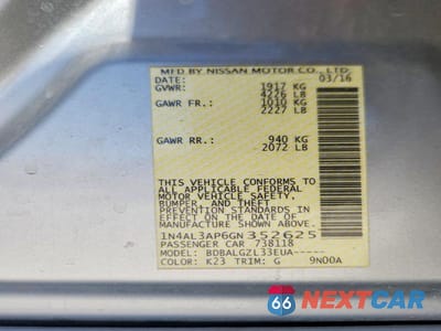 Zdjęcie 13 z 13 samochodu: 2016 NISSAN ALTIMA 2.5 S VIN:1N4AL3AP6GN352625 - miniatura