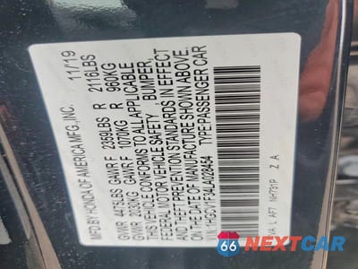 Zdjęcie 12 z 12 samochodu: 2020 HONDA ACCORD SPORT VIN:1HGCV1F34LA028454 - miniatura