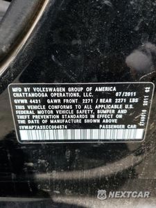 Zdjęcie 12 z 12 samochodu: 2012 VOLKSWAGEN PASSAT S VIN:1VWAP7A3XCC004574 - miniatura