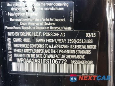 Zdjęcie 12 z 12 samochodu: 2015 PORSCHE 911 CARRERA VIN:WP0AA2A91FS106772 - miniatura