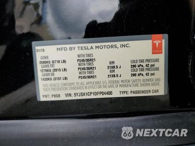 Zdjęcie 12 z 12 samochodu: 2013 TESLA MODEL S VIN:5YJSA1CP1DFP04400 - miniatura