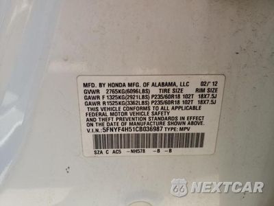 Zdjęcie 13 z 13 samochodu: 2012 HONDA PILOT EXL VIN:5FNYF4H51CB036987 - miniatura