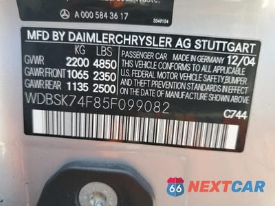 Zdjęcie 12 z 12 samochodu: 2005 MERCEDES-BENZ SL 55 AMG VIN:WDBSK74F85F099082 - miniatura