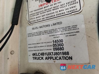 Zdjęcie 13 z 13 samochodu: 2007 ISUZU NPR VIN:4KLC4B1UX7J801988 - miniatura