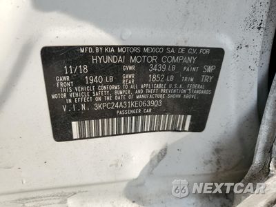 Zdjęcie 12 z 12 samochodu: 2019 HYUNDAI ACCENT SE VIN:3KPC24A31KE063903 - miniatura