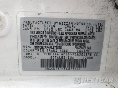 Zdjęcie 12 z 12 samochodu: 2015 NISSAN VERSA S VIN:3N1CN7AP4FL879858 - miniatura