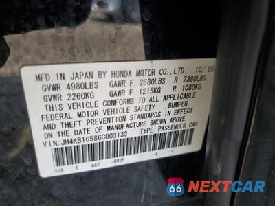 Zdjęcie 12 z 12 samochodu: 2006 ACURA RL VIN:JH4KB16586C003133 - miniatura