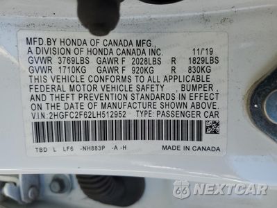 Zdjęcie 12 z 12 samochodu: 2020 HONDA CIVIC LX VIN:2HGFC2F62LH512952 - miniatura
