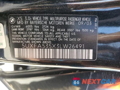 Zdjęcie 12 z 12 samochodu: 2003 BMW X5 3.0I VIN:5UXFA535X3LW26491 - miniatura