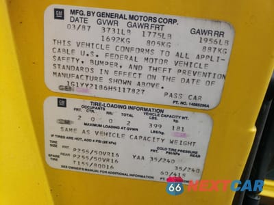 Zdjęcie 12 z 12 samochodu: 1987 CHEVROLET CORVETTE VIN:1G1YY2186H5117827 - miniatura