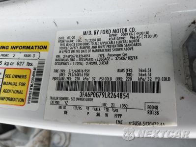 Zdjęcie 13 z 13 samochodu: 2020 FORD FUSION S VIN:3FA6P0G79LR264854 - miniatura