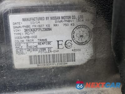 Zdjęcie 12 z 12 samochodu: 2015 NISSAN MICRA VIN:3N1CK3CP7FL236094 - miniatura