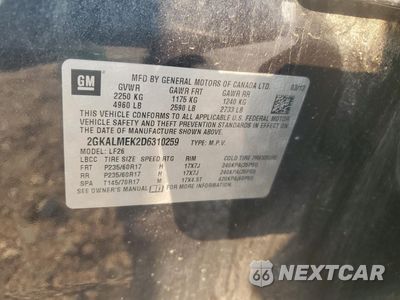 Zdjęcie 13 z 13 samochodu: 2013 GMC TERRAIN SLE VIN:2GKALMEK2D6310259 - miniatura