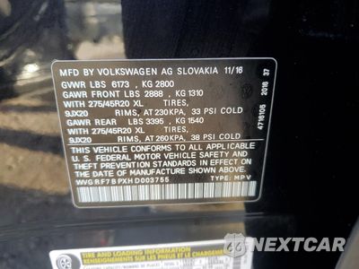 Zdjęcie 13 z 13 samochodu: 2017 VOLKSWAGEN TOUAREG WOLFSBURG VIN:WVGRF7BPXHD003755 - miniatura