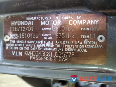 Zdjęcie 12 z 12 samochodu: 2001 HYUNDAI ACCENT GL VIN:KMHCG45C81U225775 - miniatura