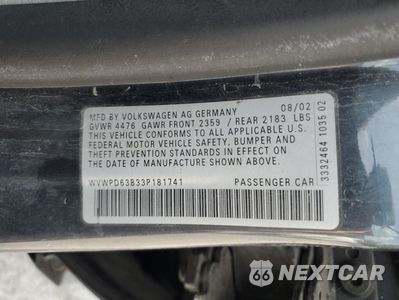 Zdjęcie 12 z 12 samochodu: 2003 VOLKSWAGEN PASSAT GLS VIN:WVWPD63B33P181741 - miniatura
