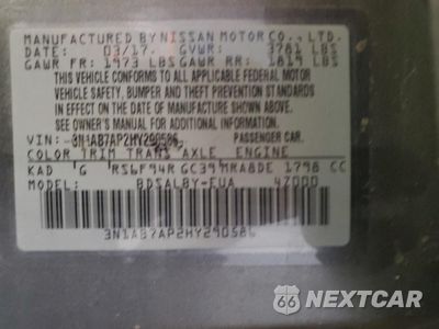 Zdjęcie 12 z 12 samochodu: 2017 NISSAN SENTRA S VIN:3N1AB7AP2HY290586 - miniatura