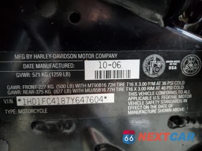 Zdjęcie 8 z 9 samochodu: 2007 HARLEY-DAVIDSON FLHTCUI VIN:1HD1FC4187Y647604 - miniatura
